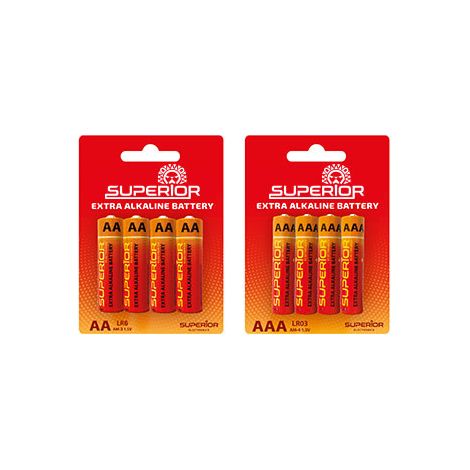 Piles Alcalines AA Superior SUPBA002 AA ALKALINE LR6 1,5V Blister 4 Pièces