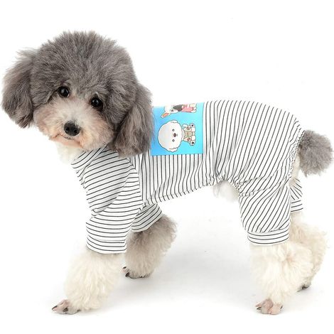 1 pyjama pour chien, coton, motif rayé, taille L, pour chiens petits et moyens, usage intérieur et extérieur
