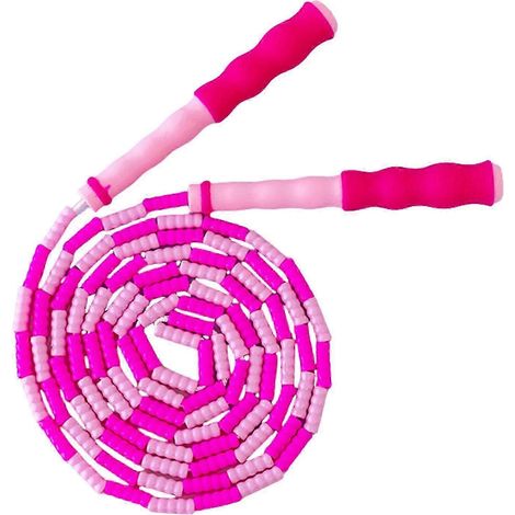Corde à sauter pour enfants, longueur ajustable, perles souples, pour l'entraînement physique des filles, garçons et femmes, rose rouge (rose rouge) (1/5)