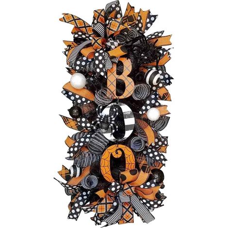 1 Couronne,Porte,Halloween,Automne,Bois,Orange,Extérieur,Intérieur (1/5)