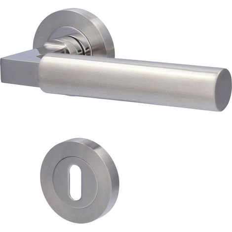 Alpertec BB-Rosettengarnitur Solid 2 Edelstahl silber rund Beschläge