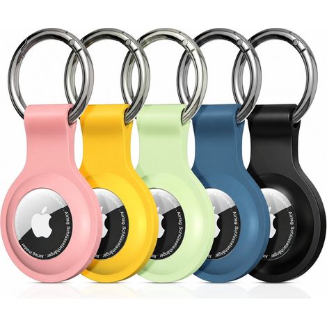 Lot de 5 Coques en Silicone pour AirTag, Porte-Clés Anti-Perte avec Mousqueton pour Clés, Animaux & Bagage (1/5)