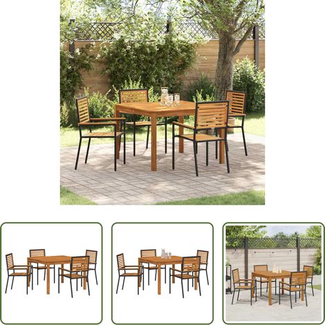 vidaXL Chaises de jardin - Ensemble de salle à manger pour jardin 5 pcs Noir (1/5)