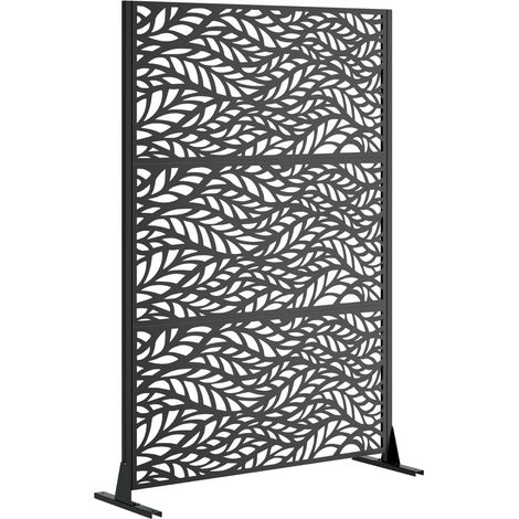 Biombo exterior independiente de metal 183 x 116 cm con base estable, negro, MODENUIT (1/5)