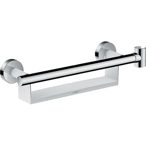 Haltegriff Hansgrohe Comfort, mit Brausehalter und Ablage, weiß/chrom - 26328400