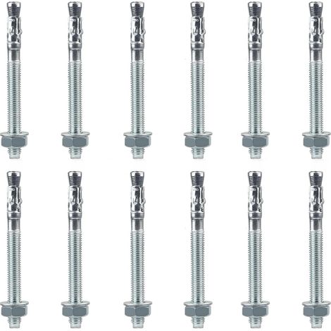 Lot de 12 Goujon Ancrage M10, Boulons à Expansion, Boulon d'ancrage en Acier Galvanisé pour Garde-Corps, Fenêtres, Murs Rideaux, Machines, Poutres (M10 x 90 mm) (1/5)
