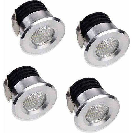 x Mini spots encastrés LED 3W blanc chaud pour cabines et éclairage intérieur de stations, plâtre inclus. Transformateur séparé. (1/5)
