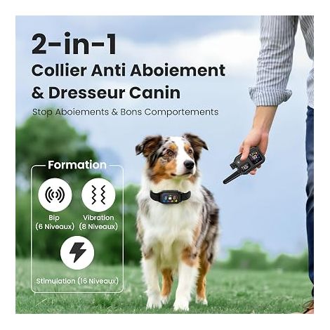 Dog Training Collar – Anti Barking Collar, Waterproof, Rechargeable, (Black) (1/4)