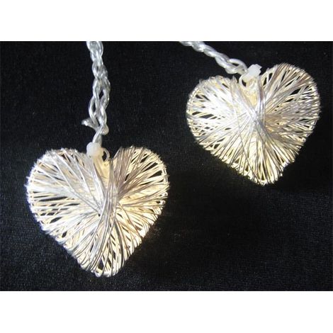Guirnalda 10 corazones led plata