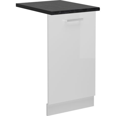Panneau de lave-vaisselle R-Line, Blanc Haute brillance, 45cm, PT Anthracite, Vicco