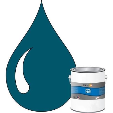Peinture Fer Antirouille – Métal Extérieur Intérieur, Satinée, Protection Rouille - 1L - RAL 5009 - Bleu azur