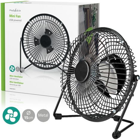 Nedis Ventilatore da scrivania tavolo computer pc alimentazione USB 3 Watt 15 Cm Nero