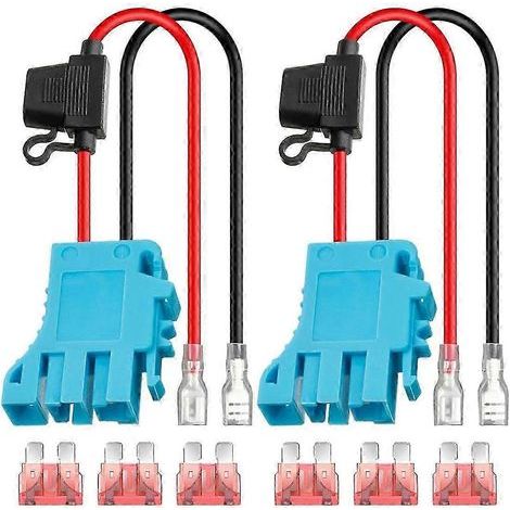 Lot de 2 connecteurs de faisceau de câbles de calibre 12 AWG de rechange pour véhicules électriques Peg-Perego à batterie SLA 12 V avec fusible bleu (1/5)