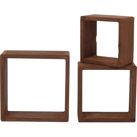 Rebecca Mobili Set 3 Estanteria Carre Madera Oscura Design Retro 26x26x9 (1/5)