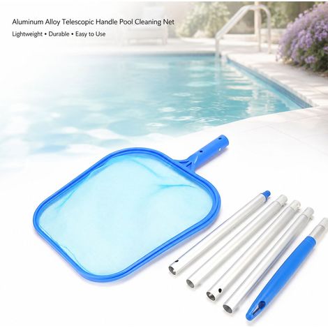 Retino da piscina in alluminio con manico telescopico e rete in nylon resistente per la pulizia di foglie e detriti, 42,7 x 29 cm (1/5)