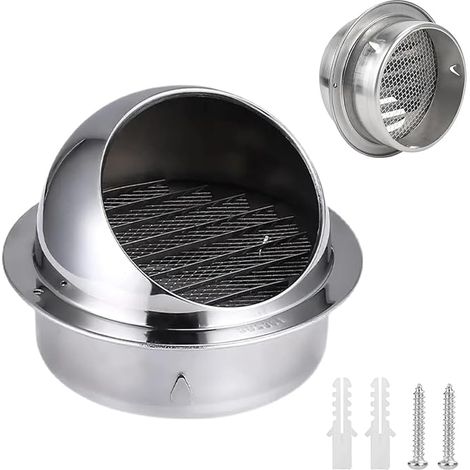 Air Vent Grille, Ventilation Grille, Air Vent, Outdoor, Round, Weather Protection with Mosquito Net (80 mm) (1/5)