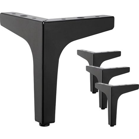 Juego de 4 patas de metal negro de 15 cm, triangulares, para armarios, sofás y mesas (1/5)