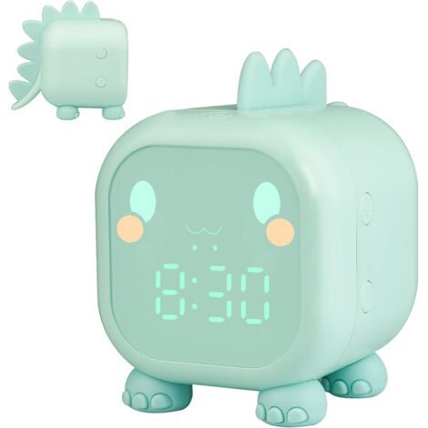 Réveil Enfant Fille Garcons Dinosaure Lumineux Reveil Enfant Numerique Lampe Réveil Veilleuse Jour Nuit Enfant Réveil de la Maternelle Volume Réglable avec Snooze Compte à rebours-blue (1/5)