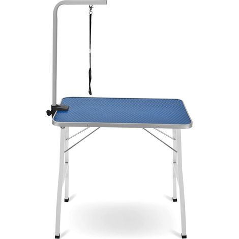 Adjustable portable stainless steel dog grooming table with knot and aluminum trim, 78 x 48.5 x 76 cm (1/5)