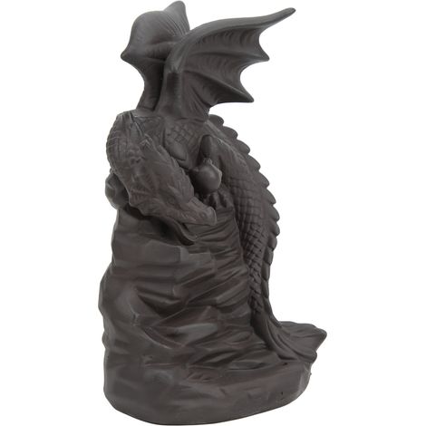 Brûleur d'encens en argile violette en forme de dragon, ornement décoratif cascade pour salle de yoga (1/5)
