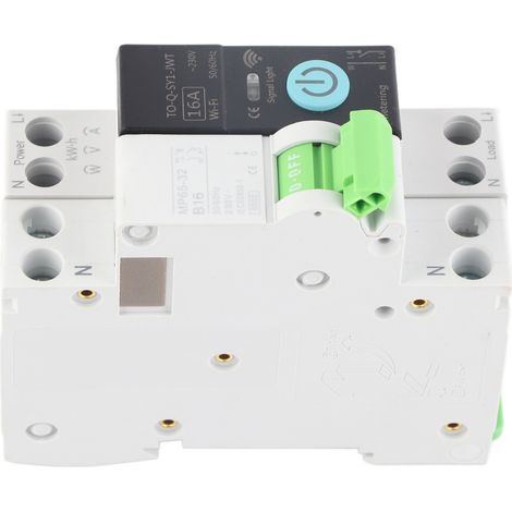 Intelligenter 1P+N-WLAN-Leistungsschalter mit Energiezähler, 6 kA Abschaltvermögen, Fernbedienung, 16 A, 230 V AC, vernetzter Schutz und Überwachung (1/5)