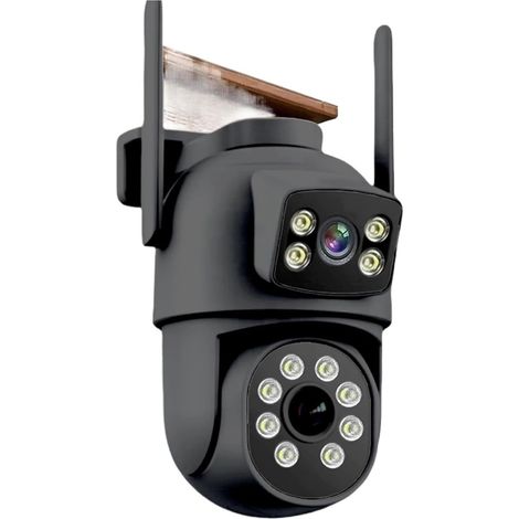 Caméra PTZ WiFi Noire 8MP 4K PTZ avec Double Objectif, Double écran, détection Humaine, caméra IP de sécurité CCTV extérieure sans Fil(8MP 32G TF Card) (1/5)