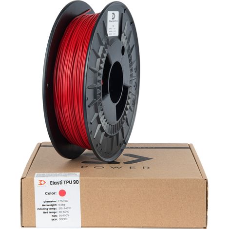 3DPower Elasti TPU 90 Filament 1,75 mm Rot 0,5 kg (1/2)
