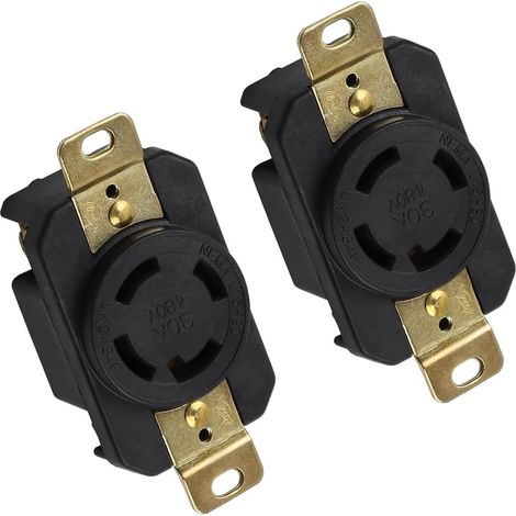 Lot de 2 grandes prises électriques torsadées 480 V 30 A avec bornes métalliques pour outils électriques industriels commerciaux (1/5)