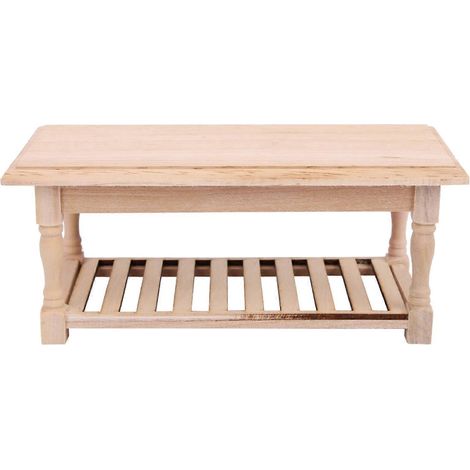 Petite table à dessert en bois pour maison de poupée, idéale pour décorer la salle à manger. (1/5)