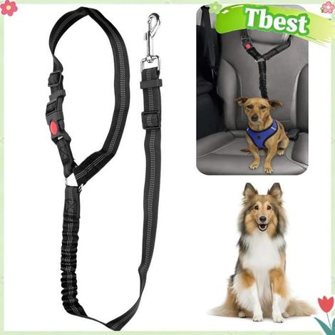 Tbest Ceinture de sécurité pour animaux de compagnie Ceinture de sécurité pour appui-tête réglable pour animalerie panier Noire (1/5)