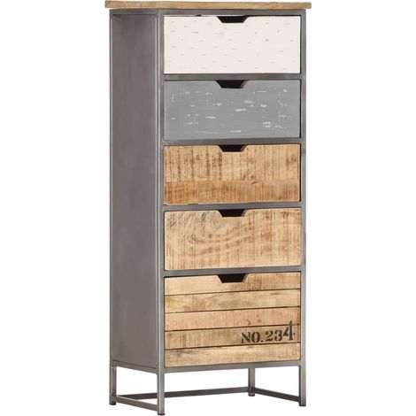 Cassettiera 45x30x105 cm in Legno Massello di Mango vidaXL (1/5)