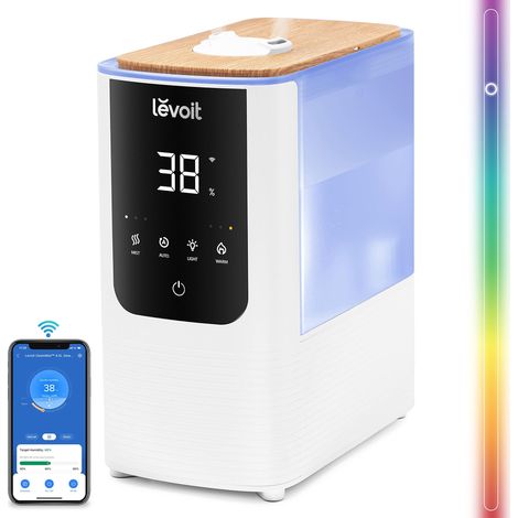 LEVOIT OasisMist Smart Umidificatore Ambiente, Amazon Exclusive, Top Fill, 4.5L/45H di Durata a 40 ㎡, Nebbia Calda e Fredda, con APP&Alexa, con Luce Personalizzata e Aromaterapia,  26dB silenzioso (1/5)
