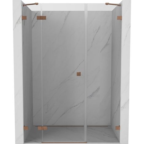 Mexen Lunar porte de douche pivotante gauche 150 cm, transparent, cuivre brossé - 834S-150-050-65-00-L (1/5)