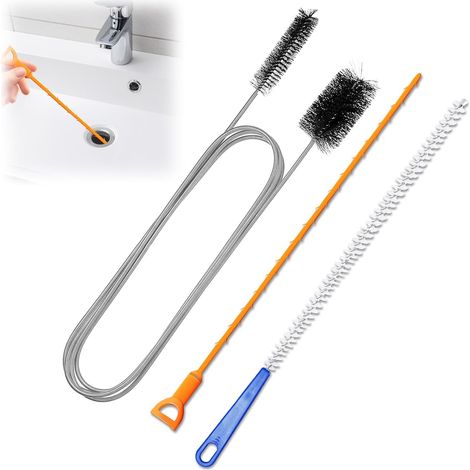 Juego de 3 barrenas para desatascar desagües, cepillo reutilizable para desatascar desagües de cocina y ducha (1/5)