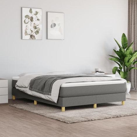 Lit Gris 140x190cm avec Matelas à Ressorts Ensachés et Surmatelas Tissu Durable, Fermeté Moyenne, Cadre en Contreplaqué et Livraison Complète (1/5)