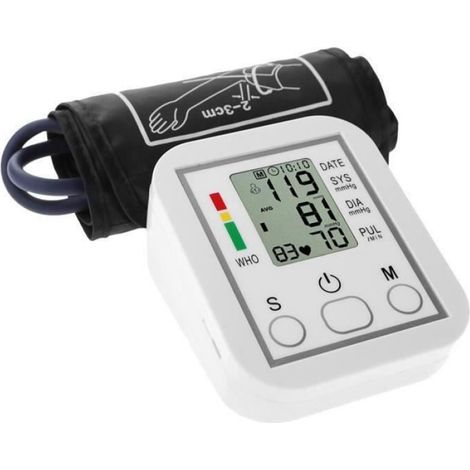 Tensiomètre Électronique Bras - Affichage Numérique Rétroéclairé - Mémoire 99 Mesures - Précision ±3 mmHg - Alimentation 4 Piles AAA - 1 Pièce (1/4)