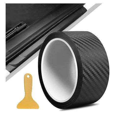 Film Carbone Voiture, 5cm x 5m Autocollant Carbone, 3D Bande Autocollante Voiture, Protection Seuil de Porte Voiture Covering Carbone, Adapté Voiture Moto (Noir) (1/5)