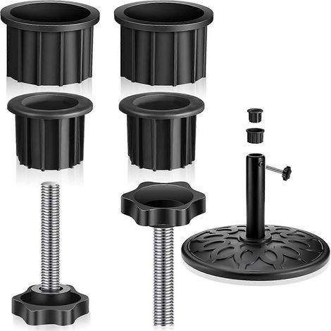 Accessoires pour pied de parasol : 2 vis à molette, vis pour base de pied de parasol, capuchon pour mât de parasol (1/4)