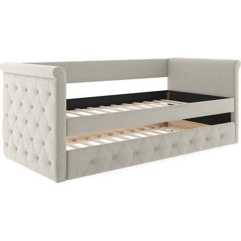 Letto divano a scomparsa trapuntato 2 x 90 x 190 cm in Tessuto Beige - LOUISE