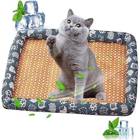 PETCUTE Tapis Rafraîchissant pour Chien et Chat,Non Toxique en Rotin Naturel Tapis Rafraichissant Chien Chat,Lavable,Antidérapant,Tapis Rafraîchissant pour Animaux de Compagnie (1/5)