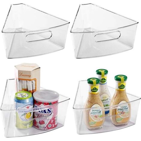 4 Bacs Rangement Transparents, XU, 26x24x10cm, Avec Poignée - KZQ (1/4)