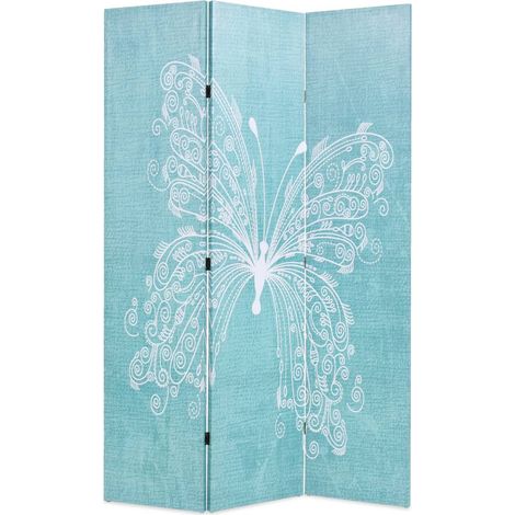 Cloison de séparation pliable 120 x 170 cm Papillon Bleu (1/5)