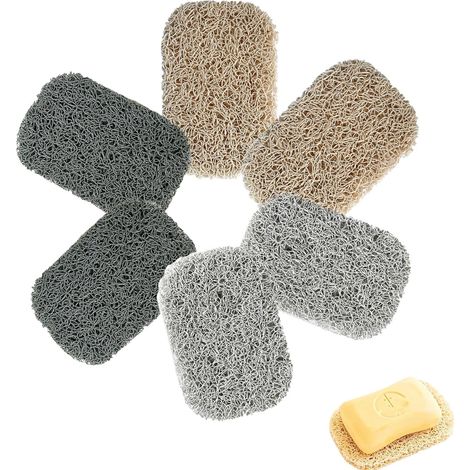 Lot de 6 tampons antidérapants – porte-savons en PVC, drainage automatique, pratique douche/salle de bain, économiseur de savon (1/5)