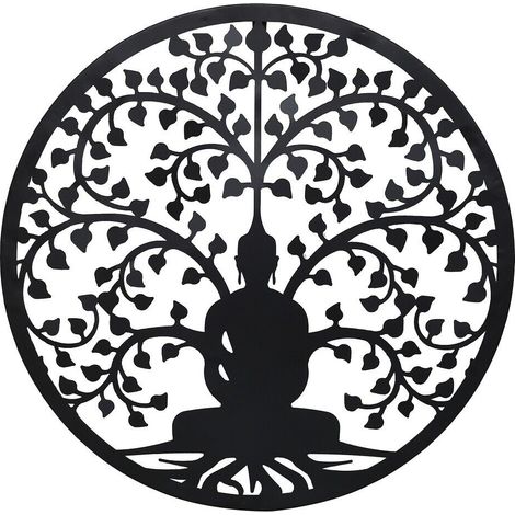 Wanddeko Buddha Lebensbaum Ø 60cm Metall-MMC4450