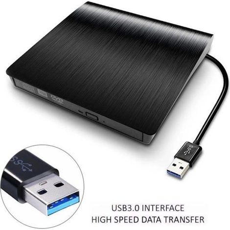 mince USB 3.0 externe DVD RW Graveur de CD Lecteur graveur de DVD Lecteur lecteur pour PC portable (1/4)