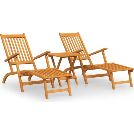 Poltrone lounge da esterno poggiapiedi e tavolo 167 x 56 x 75 cm in massello di acacia 020011918