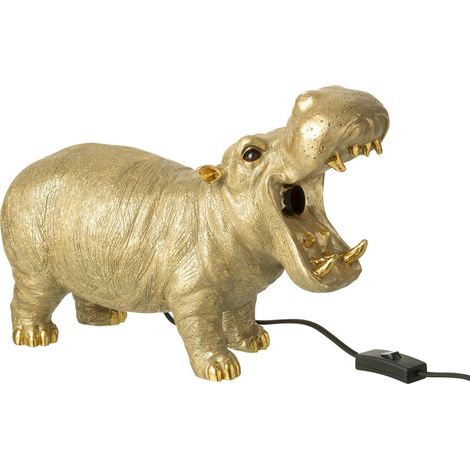 Lampe hippopotame doré design en résine pour table élégante - Doré effet métal chic (1/4)