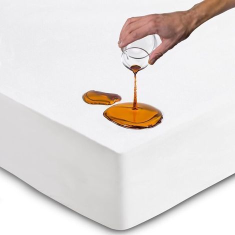 Protège Matelas 140x200 cm Alèse Impermeable Drap Housse en Coton et Microfibre Protection Lit pour Adulte et Bebe Alaise pour Incontinence Anti-Acarien Couvre-Matelas Pipi Lavable en Machine (1/5)