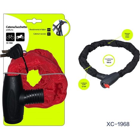 Trade Shop - KETTEN-DIEBSTAHLSCHUTZ-VORHÄNGESCHLOSS AUS STAHL MIT NYLONBESCHICHTUNG MOTORRAD BIKE XC-1968 - (1/2)