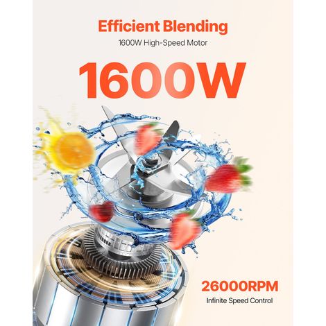 Mixeur Professionnel avec Capacité de 2,5 L 1600 W, Blender Électrique avec Moteur Puissant, Mélangeur Multifonctionnel, pour Boiss… (1/5)